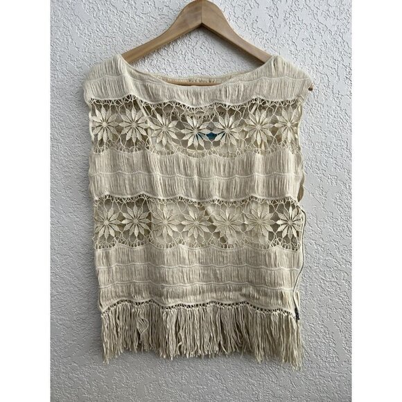 ALICE + Olivia Boho Crochet Top Fringe Built in Bra Size Small Y1 - Picture 2 of 9
